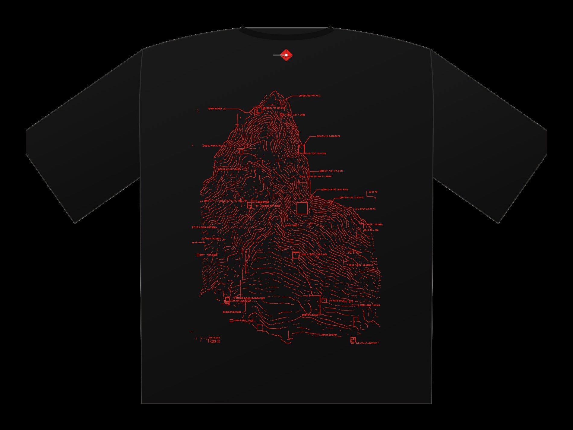 Plano de Polera oversize Relieve I, espalda