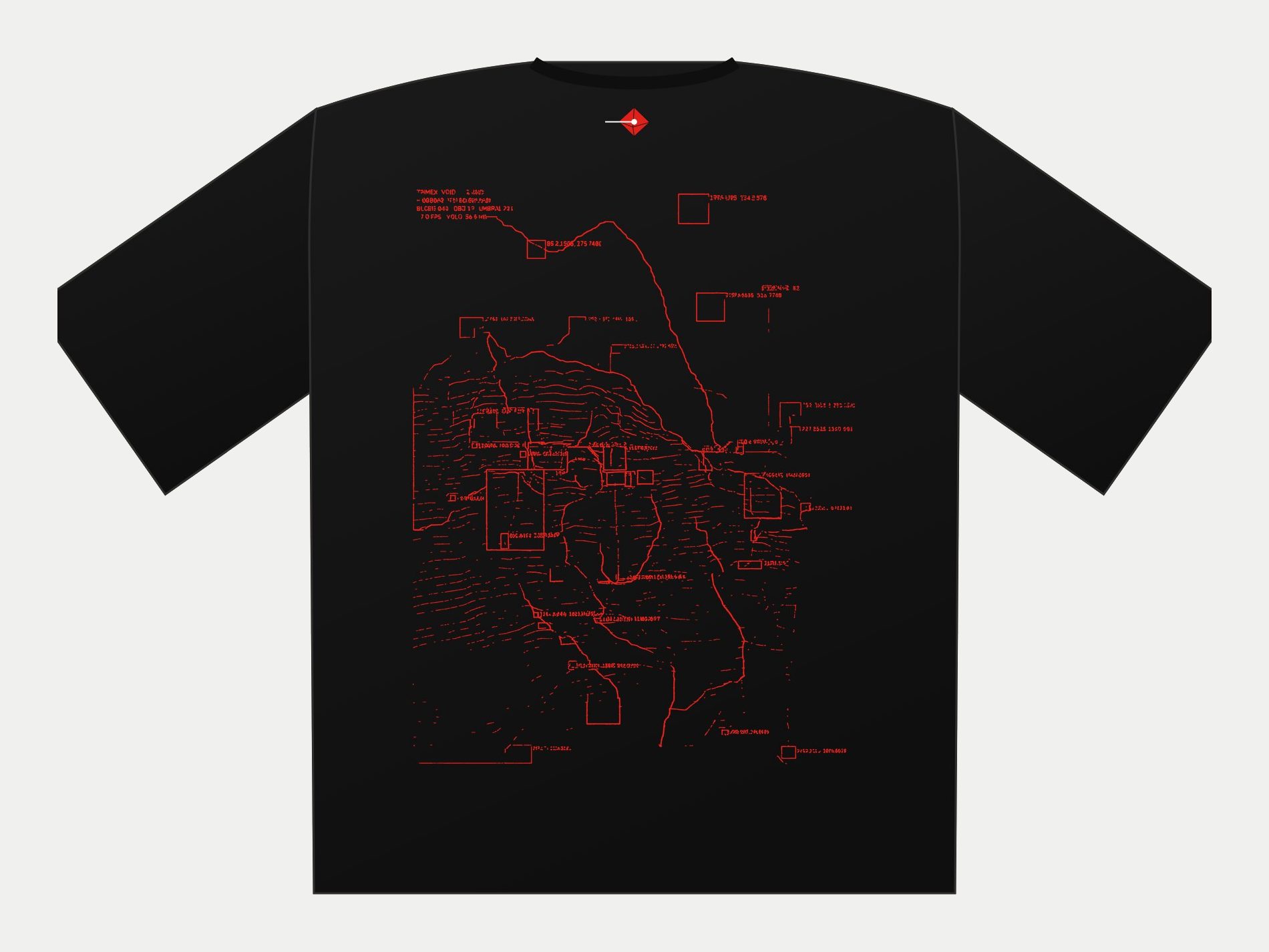 Plano de Polera oversize Relieve II, espalda
