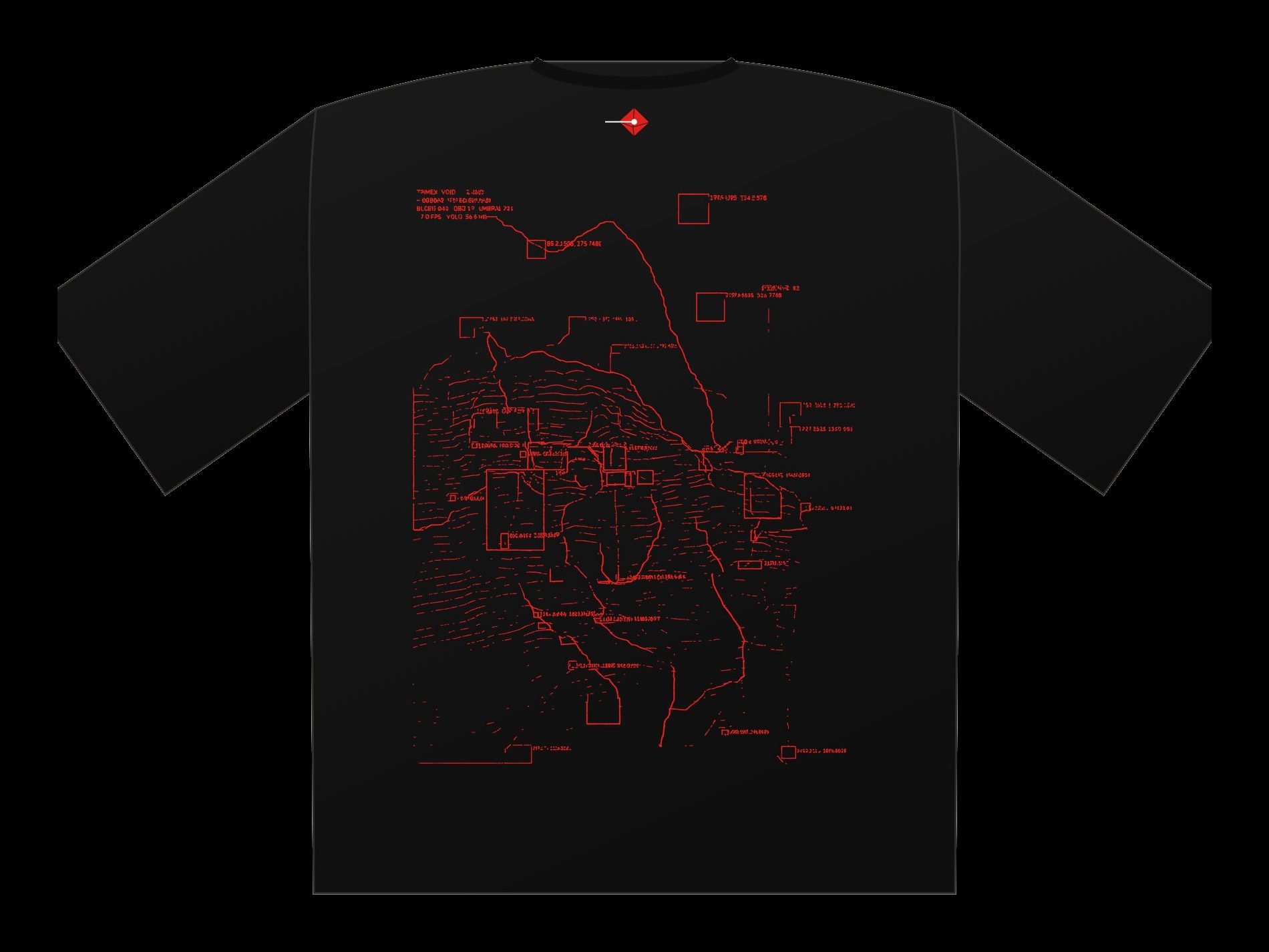 Plano de Polera oversize Relieve II, espalda